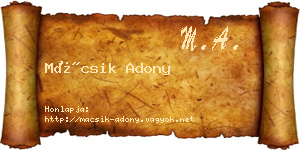 Mácsik Adony névjegykártya